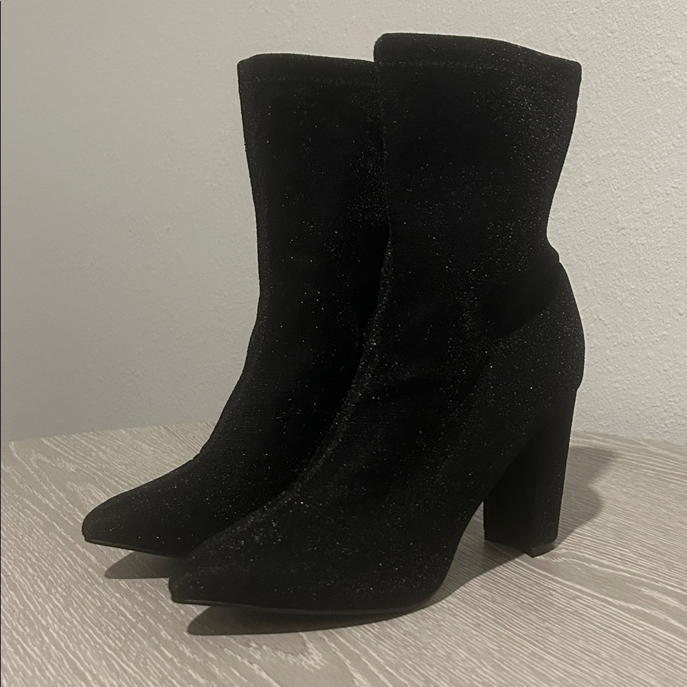 Sparkle Sock-Ankle Heel Boots